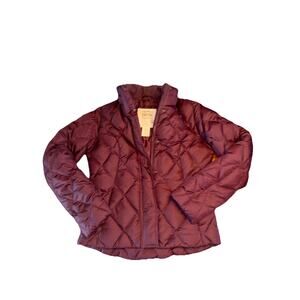 Eddie Bauer Jacket Womens Small Maroon Goose Down Puffer Long Sleeve Lightweight